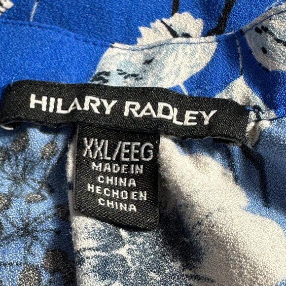 Hilary Radley Womens Blue Dark Floral Sleeveless Blouse XXL Beachy Tropical - Picture 3 of 9